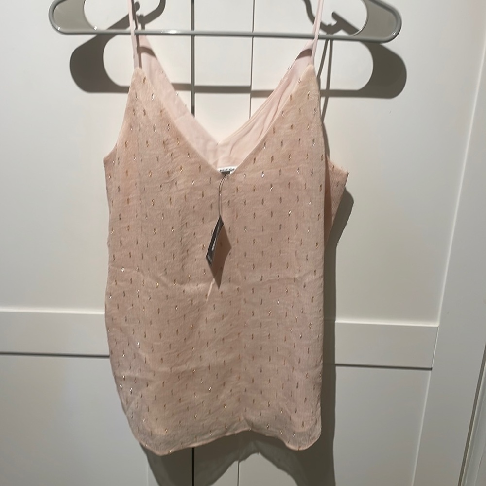 NWT express cami light pastel pink with gold and silver metallic design small